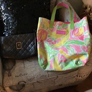 Lily Pulitzer Estée Lauder bag and Younique makeup bag